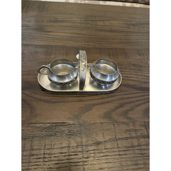 Norwegian Pewter Sugar & Creamer Set –Vint Mid-Century, Norway Hagness - Picture 1 of 10